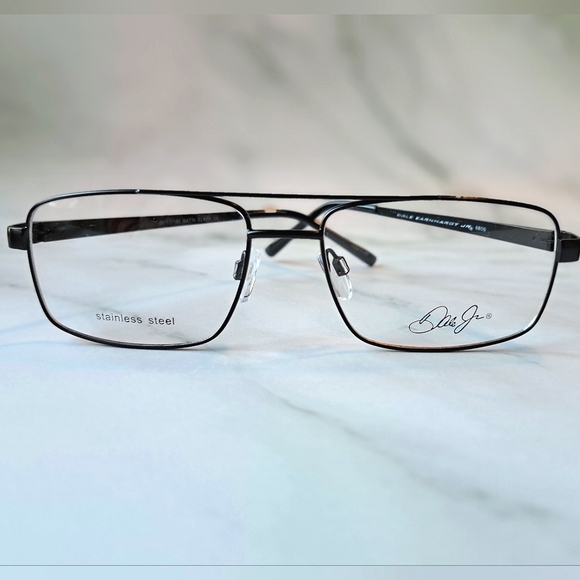 New NASCAR Dale Jr Eyeglass Frame; Stainless Steel; Rx'able, black 56-17-145 - Picture 2 of 4